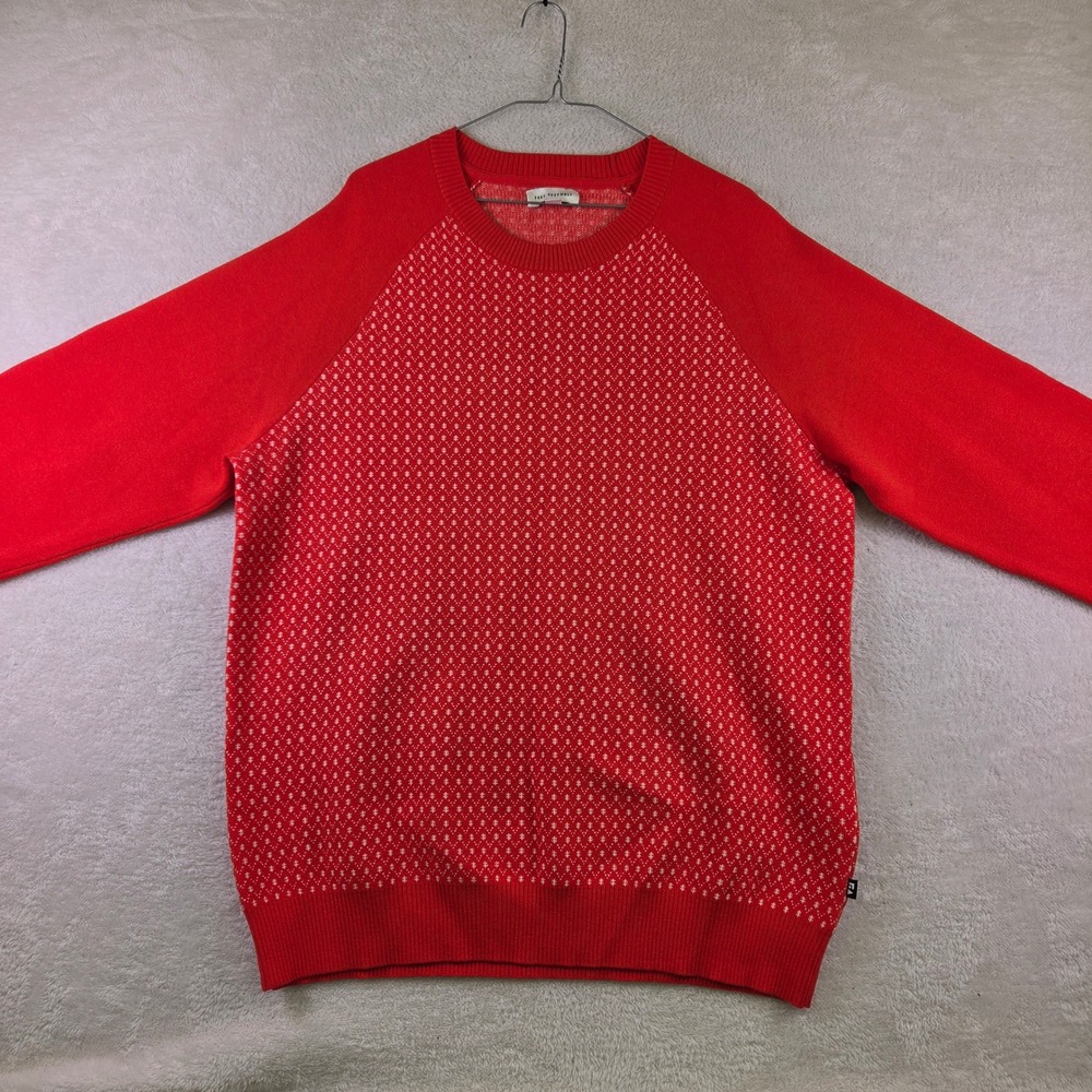 Free Assembly Mens XL Red Birds Eye Knit Raglan Crewneck Sweater Pullover